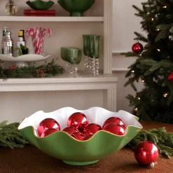 ENCANTO Carola Extra Large Bowl Leaf Green and White