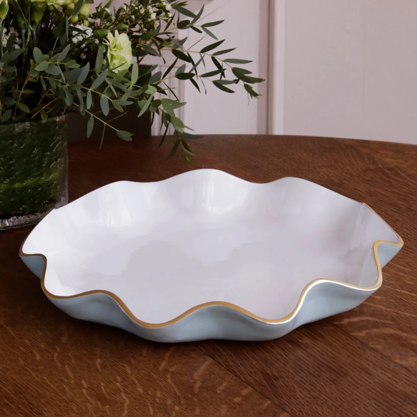 ENCANTO Carola Large Round Platter Slate and White
