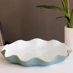 ENCANTO Carola Large Round Platter (Turquoise and White)