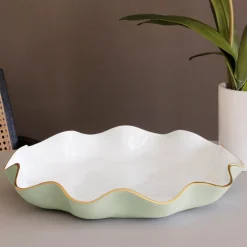 ENCANTO Carola Large Round Platter (Pistachio and White)