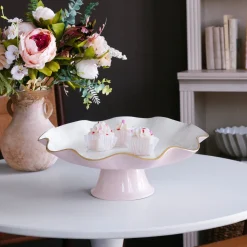 ENCANTO Carola Pedestal Cake Plate (Camellia and White)