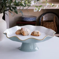ENCANTO Carola Pedestal Cake Plate (Slate and White)