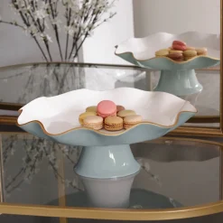 ENCANTO Carola Pedestal Cake Plate (Slate and White)