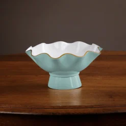 ENCANTO Carola Small Pedestal (Turquoise and White)