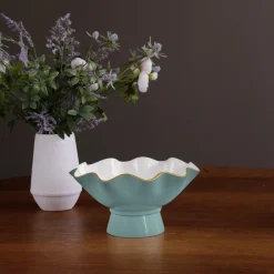 ENCANTO Carola Small Pedestal (Turquoise and White)