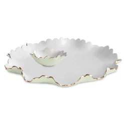 ENCANTO Colette Large Chip and Dip (Pistachio and White)