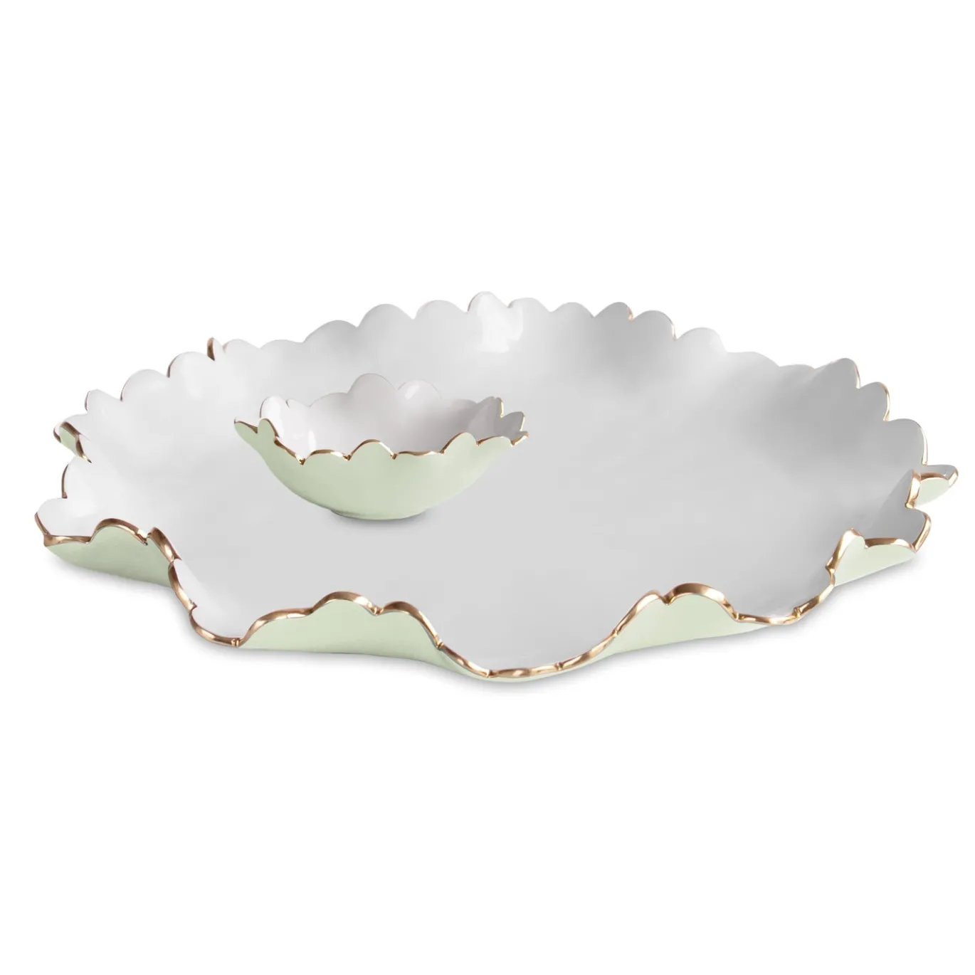 ENCANTO Colette Large Chip and Dip (Pistachio and White)
