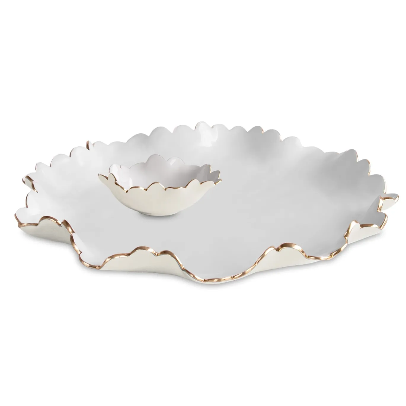 ENCANTO Colette Large Chip and Dip (Cream and White)