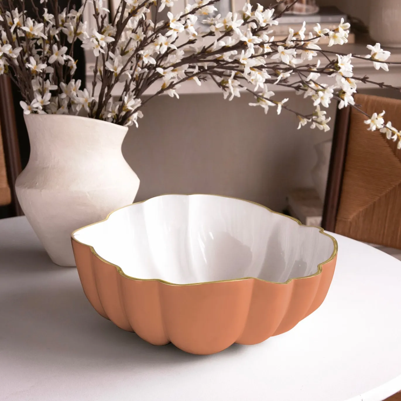 ENCANTO Rita Medium Bowl (Cayenne and White)