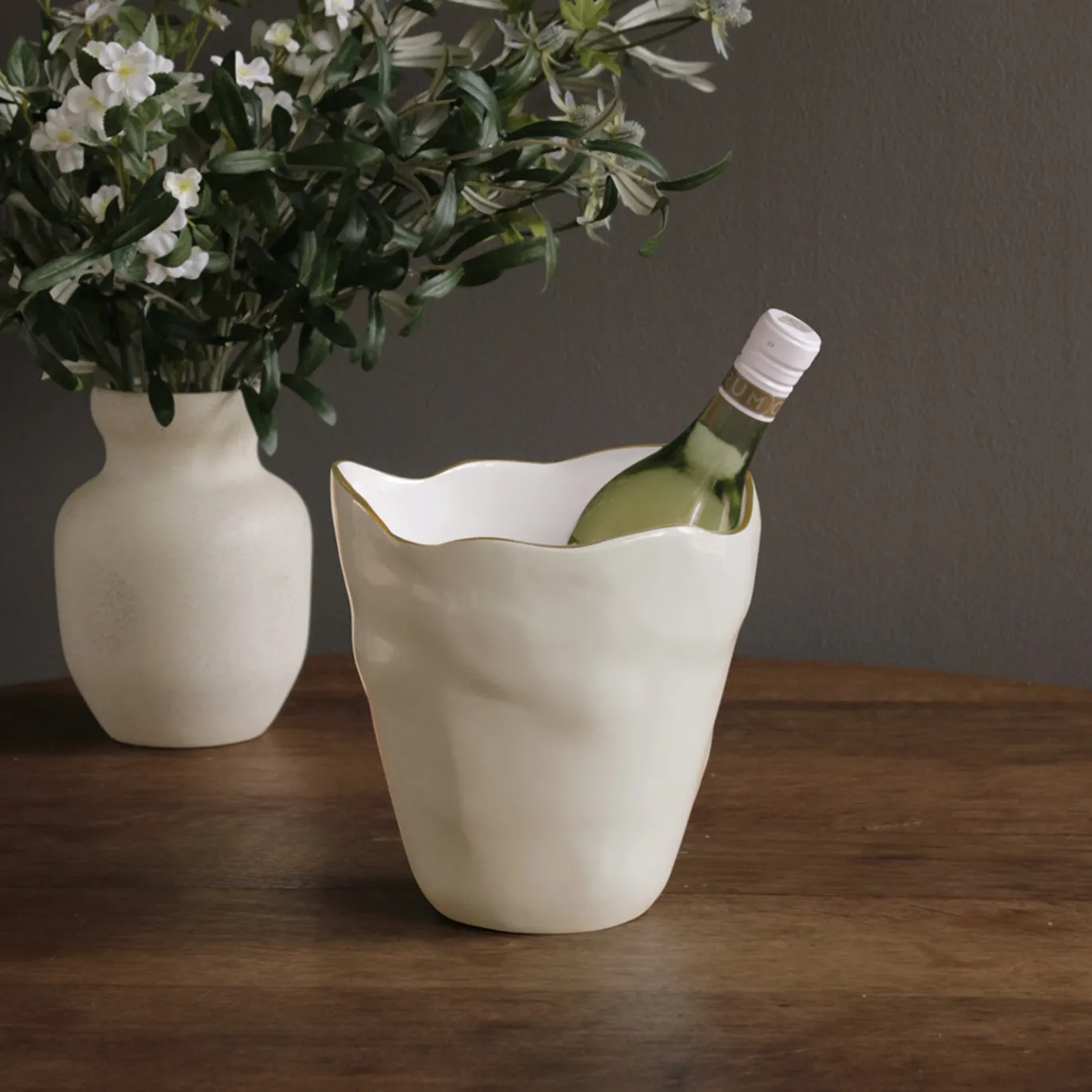 ENCANTO Soho Large Ice Bucket (Cream and White)