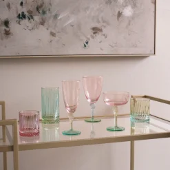 GLASS Aquarelle Wine (or All Purpose) Glass Set of 4 (Multi)
