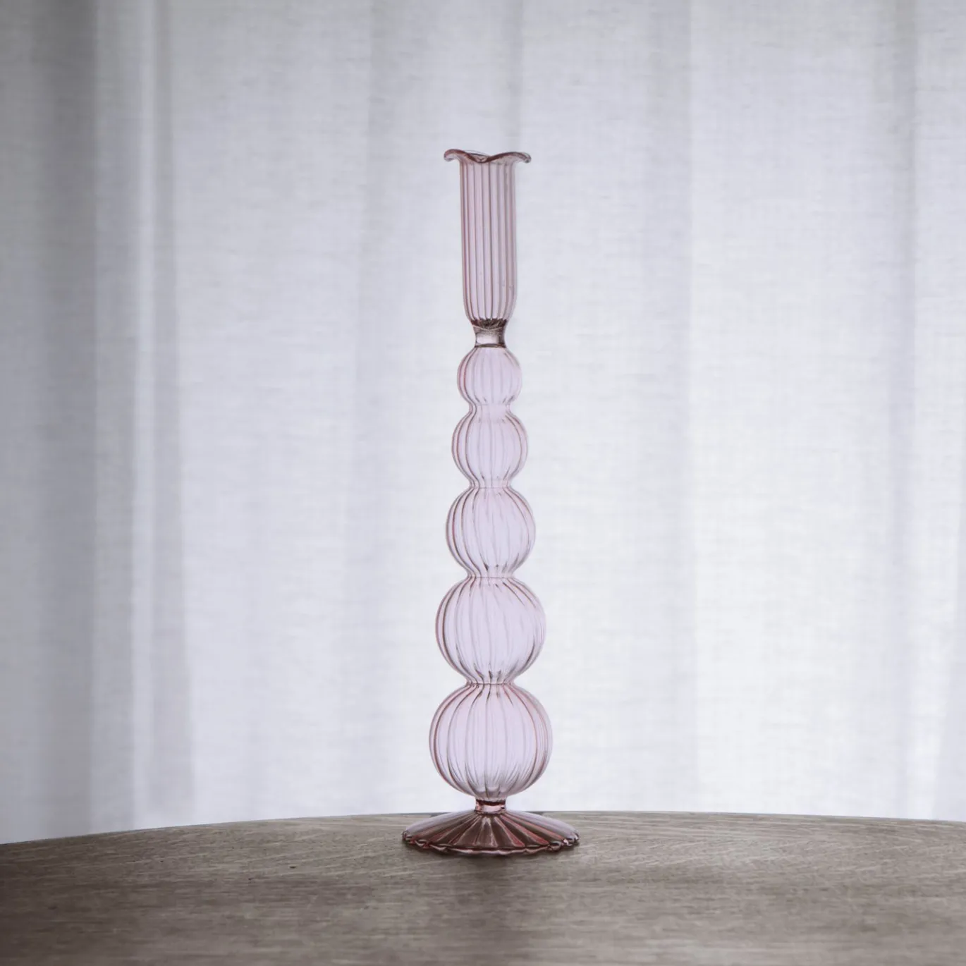 GLASS Cambridge Olivia 12" Candlestick Holder Set of 2 (Light Pink)