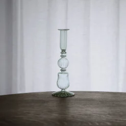 GLASS Cambridge Sophia 9" Candlestick Holder Set of 2 (Light Green)