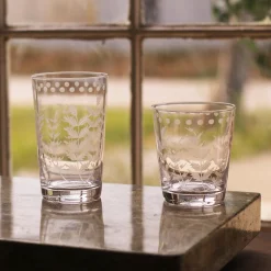 GLASS Fern with Dots Tumbler Set of 4 (Clear)
