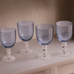 GLASS French Swirl All Purpose Set of 4 (Blue)