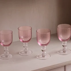 GLASS French Swirl Wine Set of 4 (Pink)