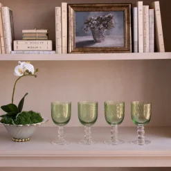 GLASS French Swirl Wine Set of 4 (Green)