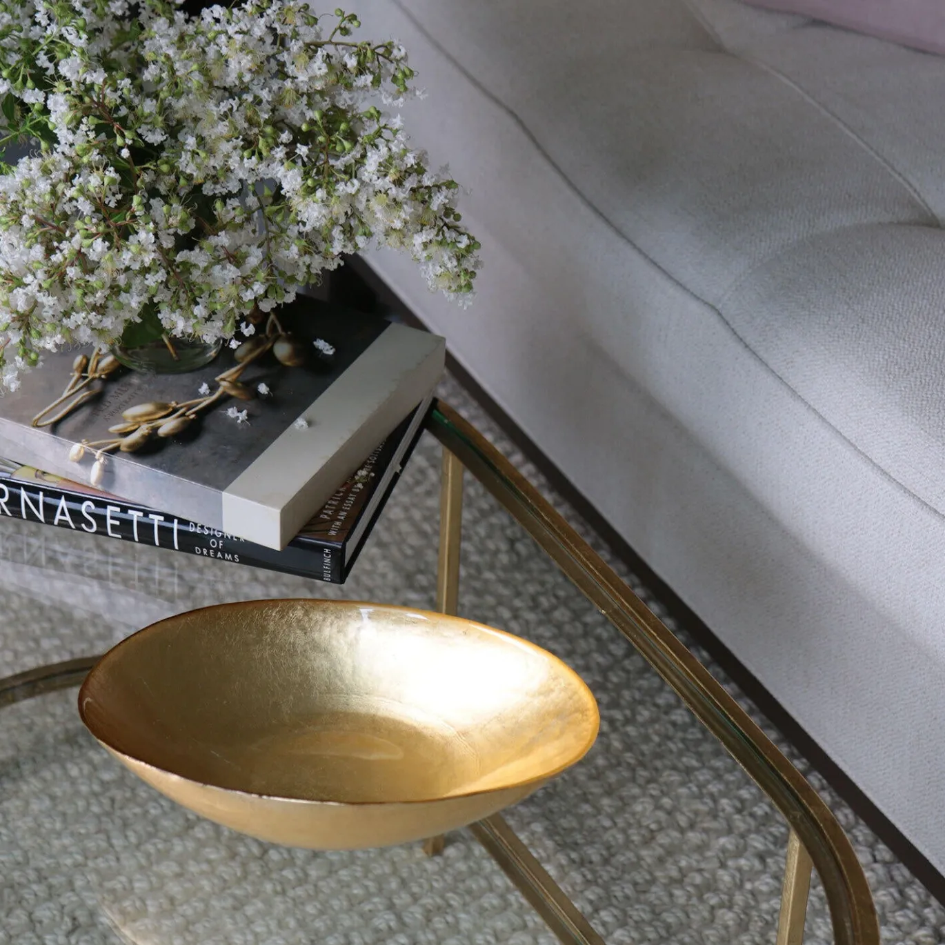 GLASS New Orleans Medium Oval Foil Leafing Bowl (Gold)