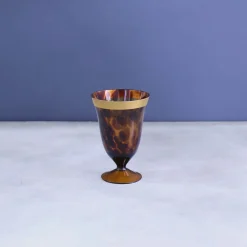 GLASS Tortoise and Gold Wine Set of 4