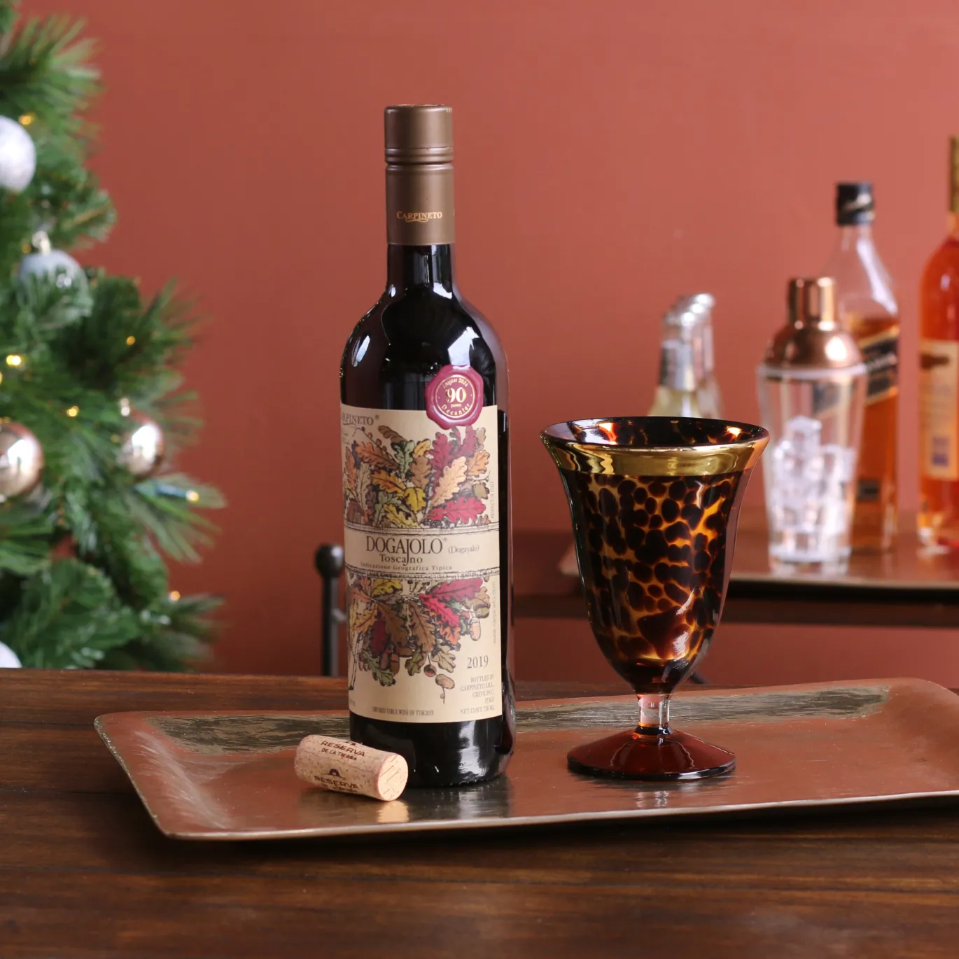 GLASS Tortoise and Gold Wine Set of 4