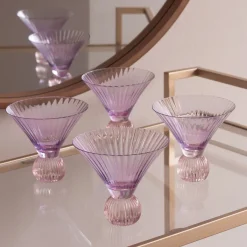 GLASS Venice Martini Set of 4 (Violet and Pink)
