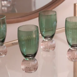 GLASS Venice Shot Glass Set of 4 (Green and Lavender)