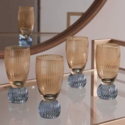 GLASS Venice Shot Glass Set of 4 (Amber and Blue )