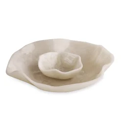 RESIN Alabaster Bowl with Dip White Swirl