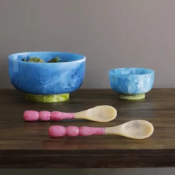 RESIN Rio Large Bowl with Base (Blue and Green)