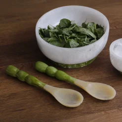 RESIN Rio Large Bowl with Base (White and Green)