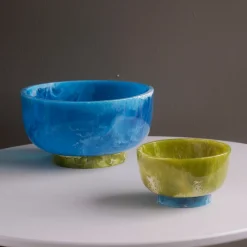 RESIN Rio Small Bowl with Base (Green and Blue)