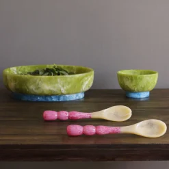 RESIN Rio Small Bowl with Base (Green and Blue)