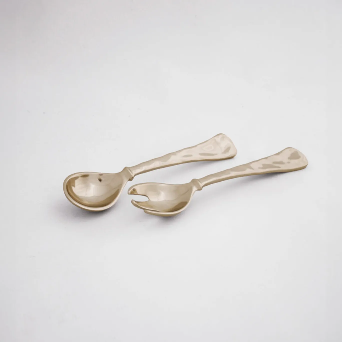 SIERRA MODERN Small Salad Servers (Shiny Gold)