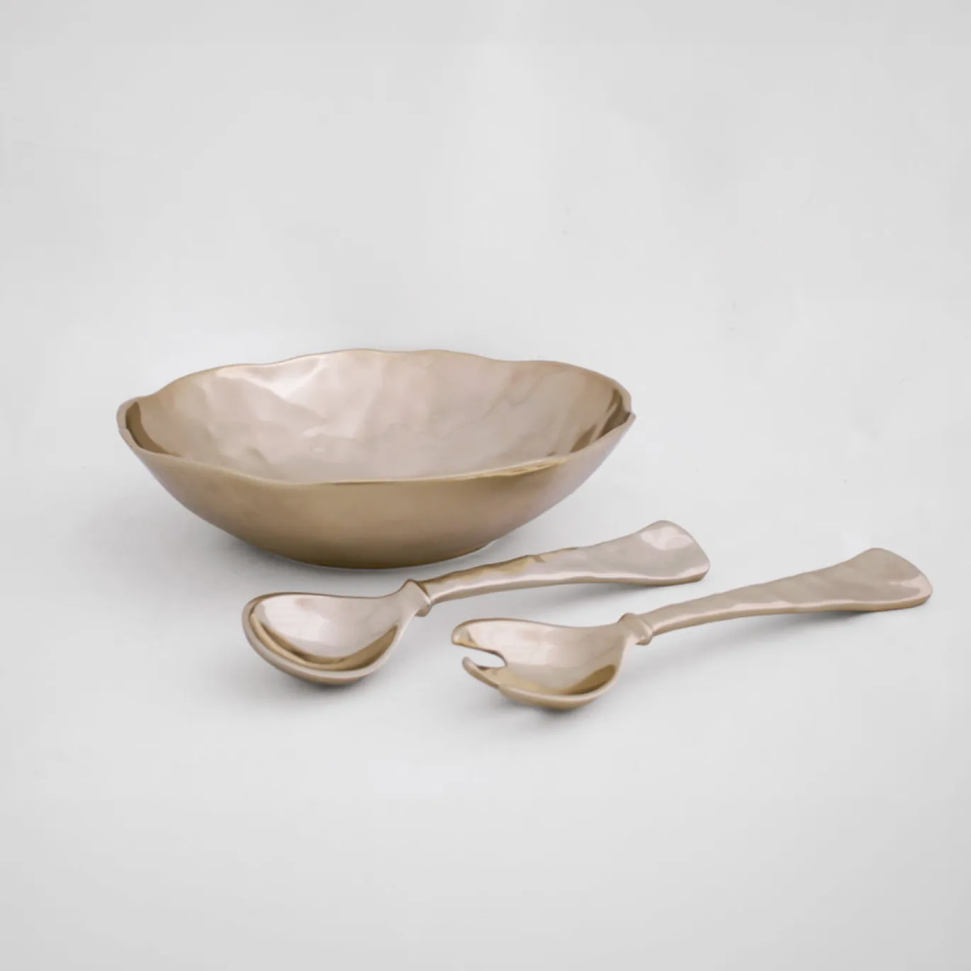 SIERRA MODERN Small Salad Servers (Shiny Gold)