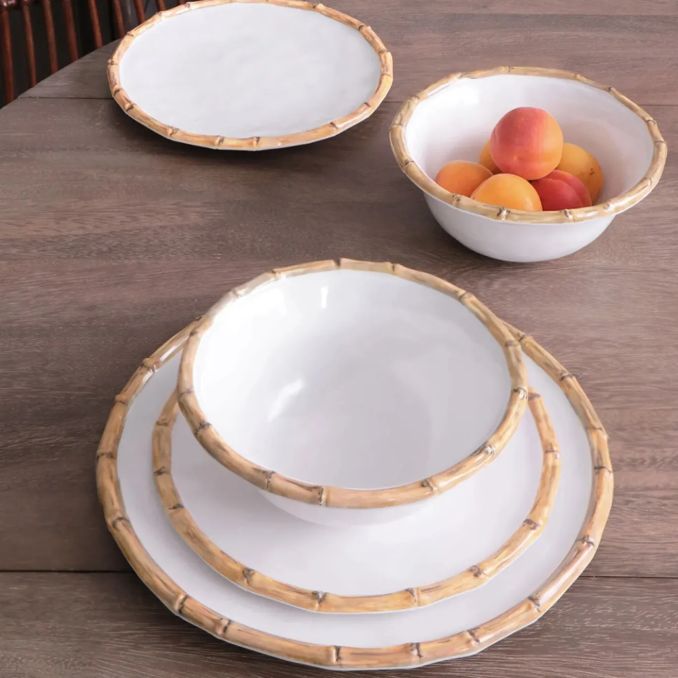 VIDA Bamboo 7.5" Cereal Bowl Set of 4 (White and Natural)