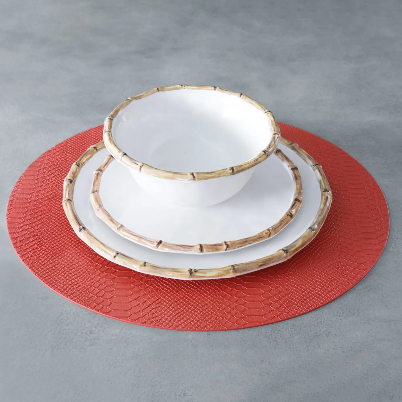 VIDA Bamboo 9" Salad Plate Set of 4 (White and Natural)