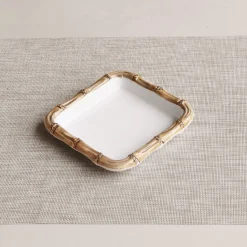 VIDA Bamboo Beverage Napkin Holder (White and Natural)