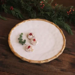 VIDA Bamboo Round Platter (White and Natural)