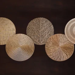 VIDA Basketweave 15" Round Placemats Set of 4 (Gold)