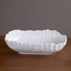 VIDA Bloom Pinched Large Oval Bowl (White)