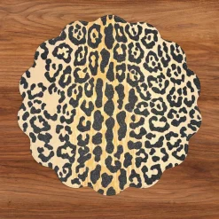 VIDA Cheetah and Zebra Reversible Round Placemats Set of 4 Red & Black