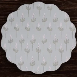 VIDA Chinoiserie Reversible Round Placemats Set of 4 Light Teal & Whit