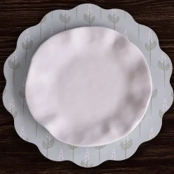 VIDA Chinoiserie Reversible Round Placemats Set of 4 Light Teal & Whit