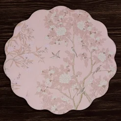 VIDA Chinoiserie Reversible Round Placemats Set of 4 Pink & White