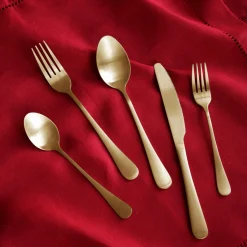 VIDA Droplet Stainless Flatware Set of 5 (Full Brushed Champagne Gold)