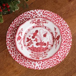 VIDA Faenza and Leopard Reversible Round Placemats Set of 4 White & Re