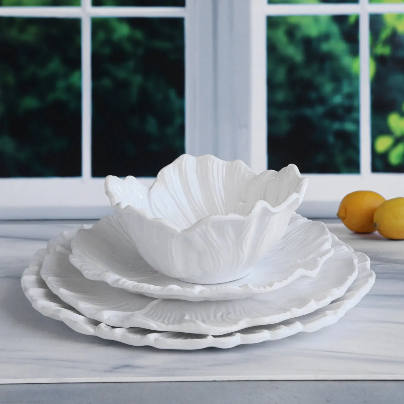 VIDA Lettuce 9" Salad Plate Set of 4 (White)