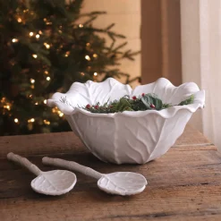 VIDA Lettuce Large Salad Servers (White)