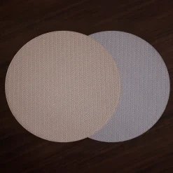 VIDA Metallic Snakeskin Reversible 15" Round Placemats Set of 4 (Silve