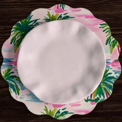 VIDA Palm Trees Reversible Round Placemats Set of 4 (Multi)